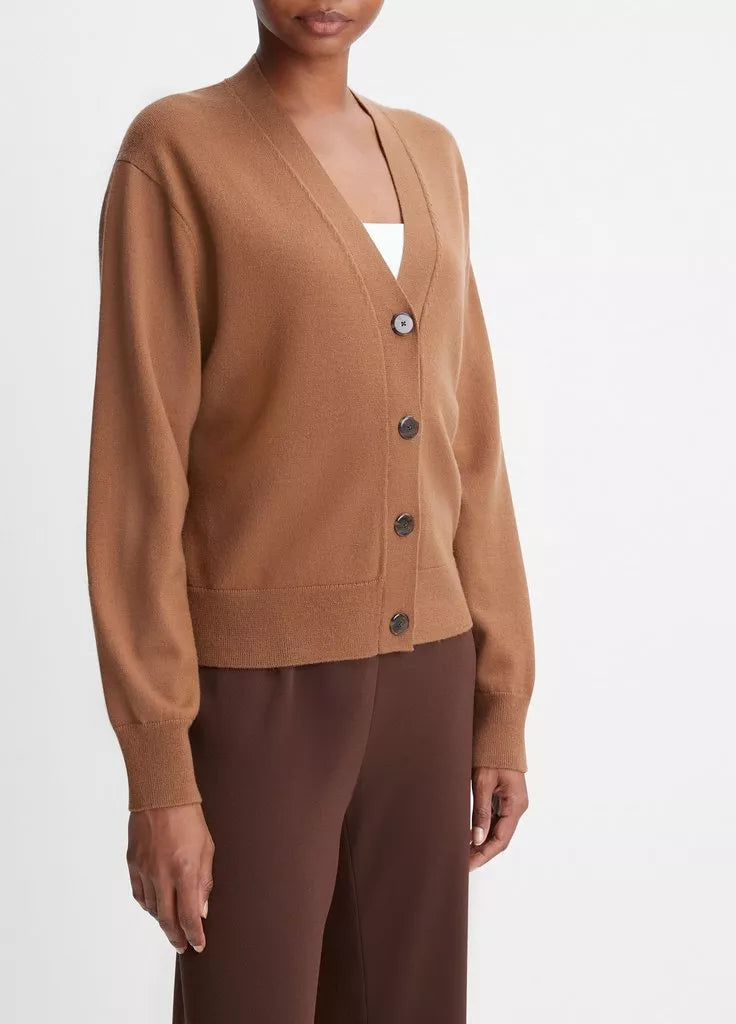Vince Wool-Cashmere High-Button Cardigan