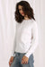Minnie Rose Cotton Cable Long Sleeve Crew with Frayed Edges