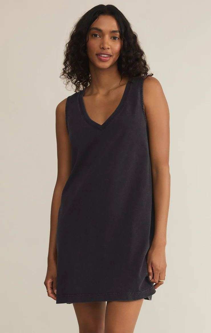 Z Supply Sloane V-Neck Jersey Denim Mini Dress
