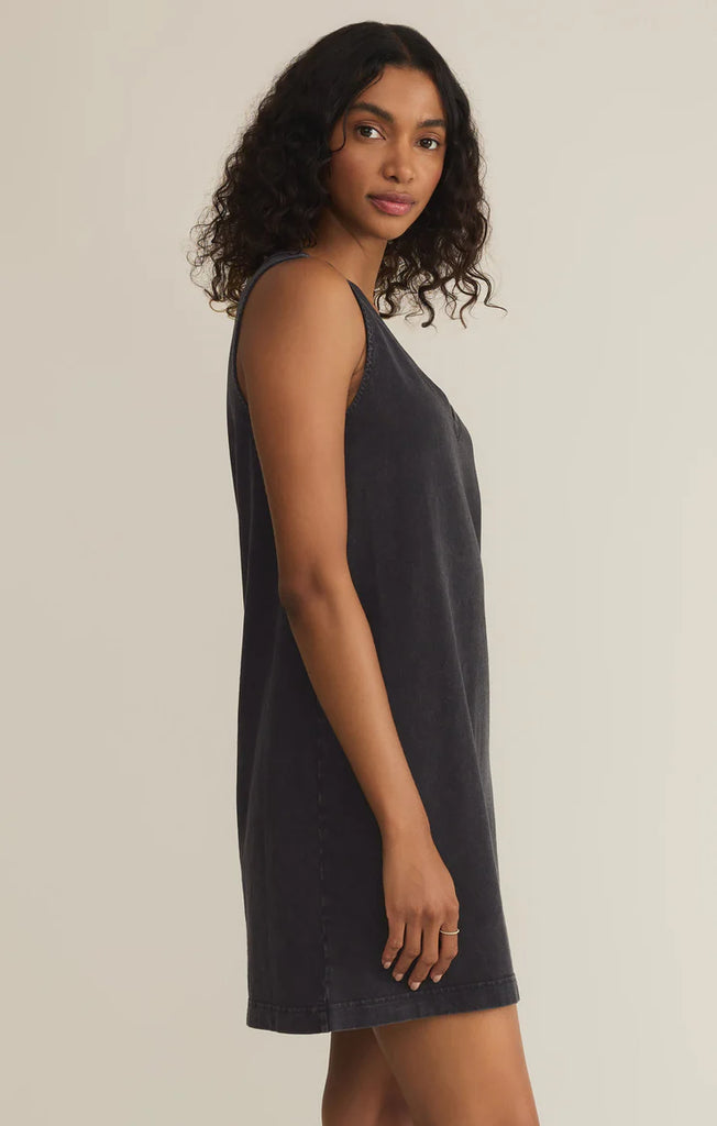 Z Supply Sloane V-Neck Jersey Denim Mini Dress