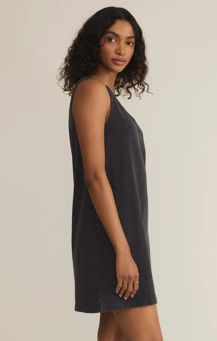 Z Supply Sloane V-Neck Jersey Denim Mini Dress