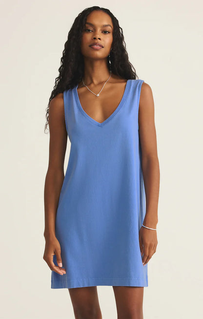 Z Supply Sloane V-Neck Jersey Denim Mini Dress