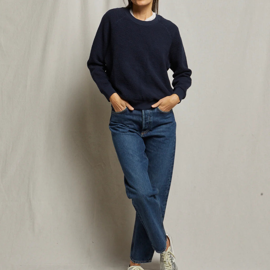 Perfect White Tee Ziggy Inside Out Cotton Fleece Shrunken Crew Sweatshirt