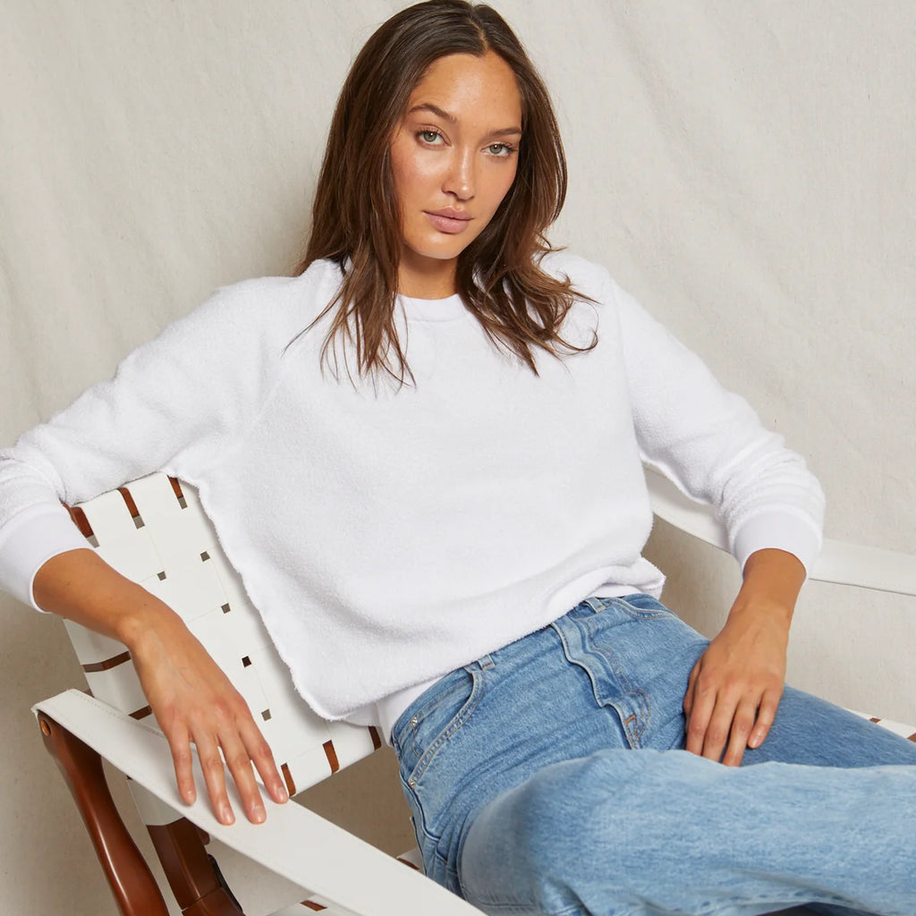 Perfect White Tee Ziggy Inside Out Cotton Fleece Shrunken Crew Sweatshirt