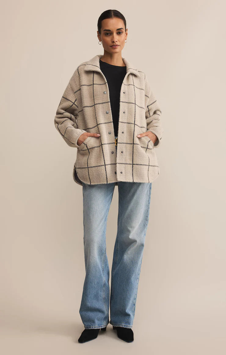 Z Supply Bronx Plaid Sweater Knit Jacket