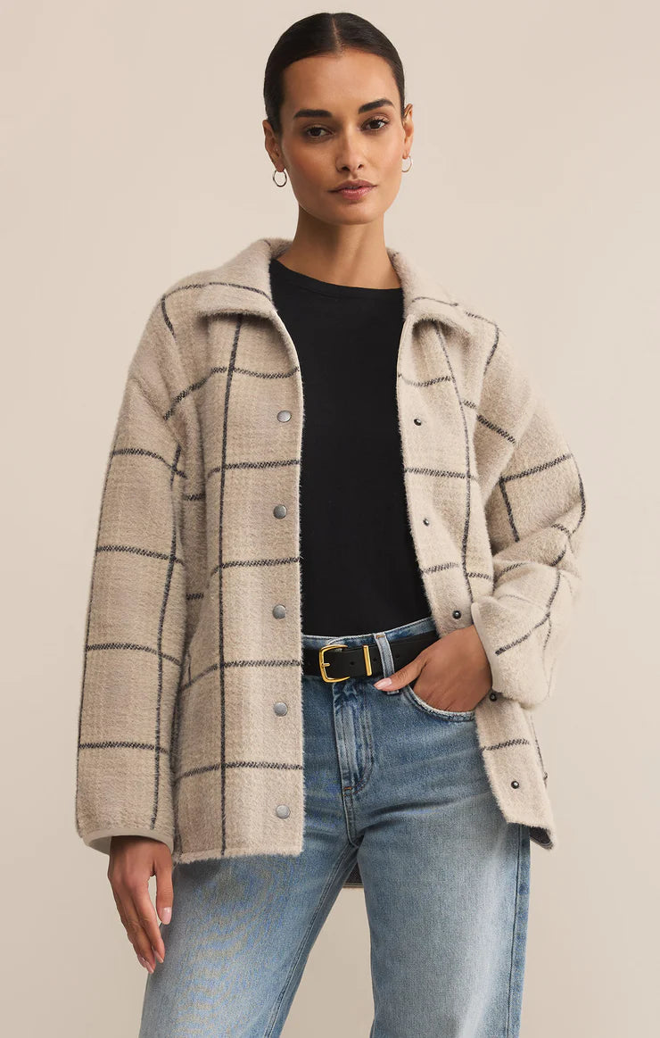 Z Supply Bronx Plaid Sweater Knit Jacket