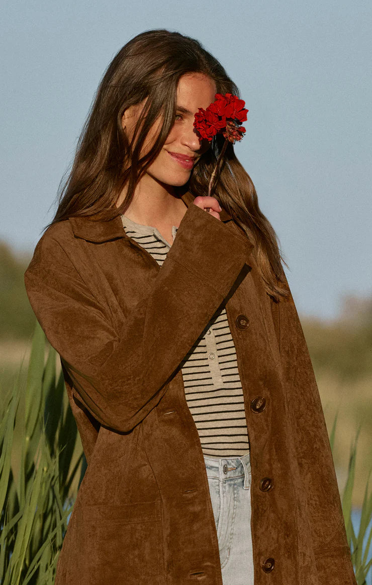 Z Supply Decker Faux Suede Chore Coat