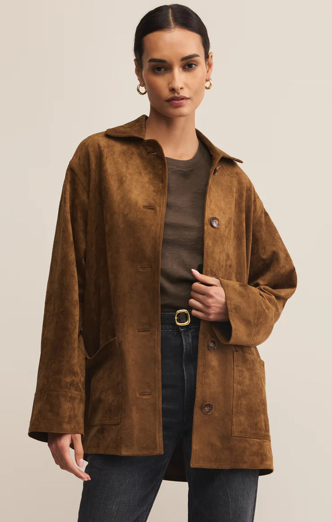 Z Supply Decker Faux Suede Chore Coat