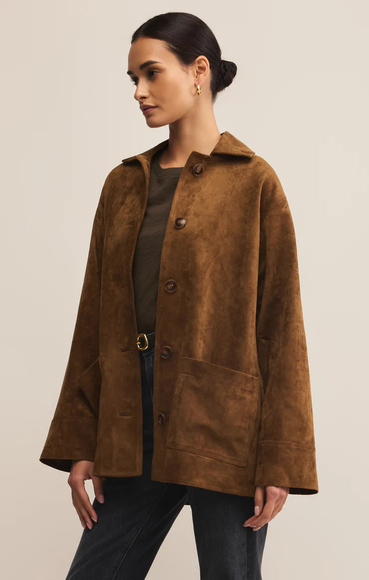 Z Supply Decker Faux Suede Chore Coat