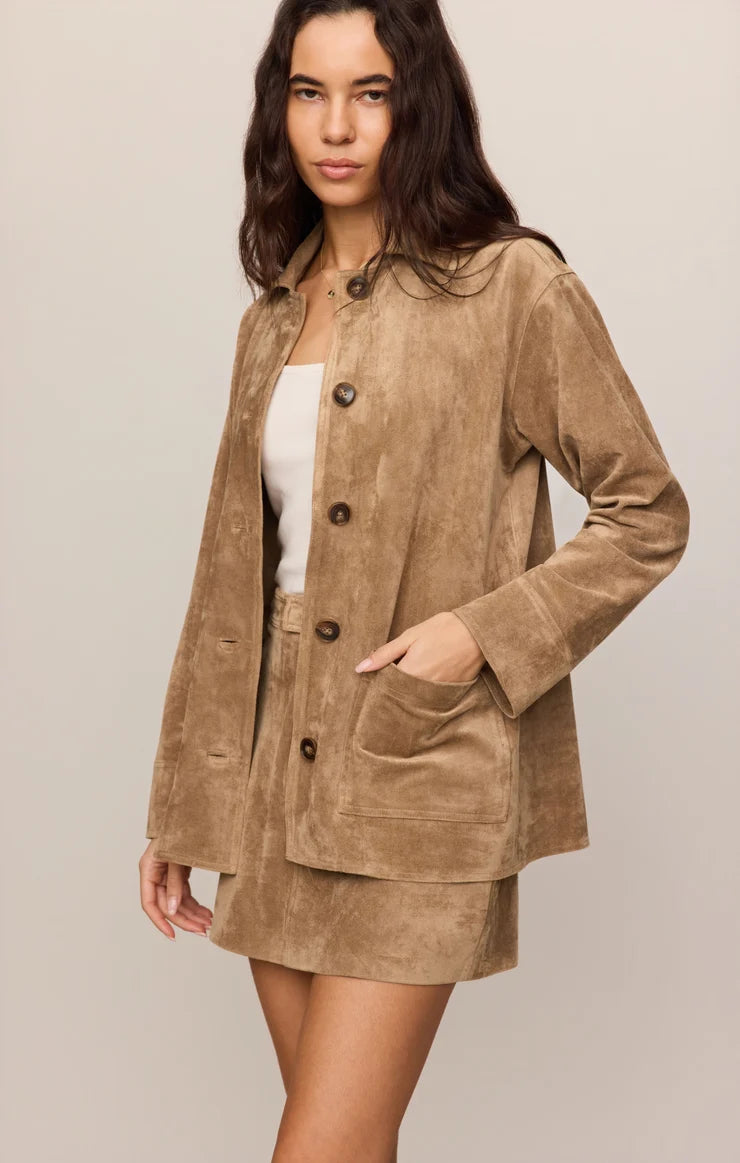 Z Supply Decker Faux Suede Chore Coat