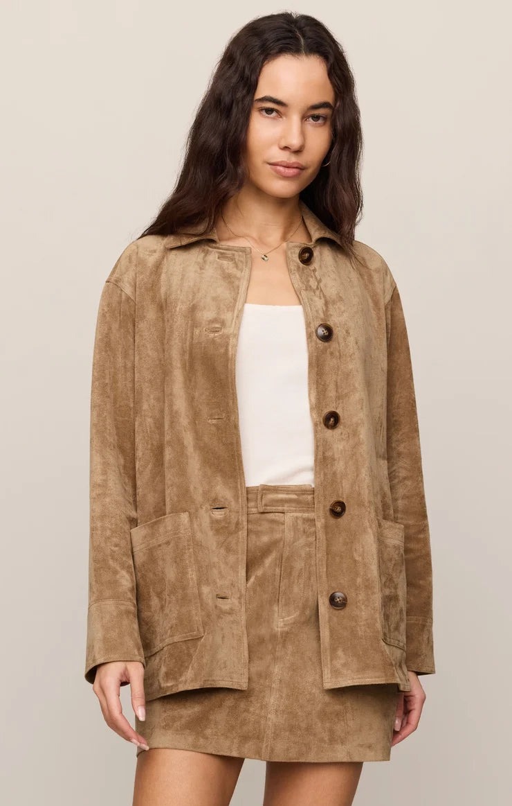 Z Supply Decker Faux Suede Chore Coat