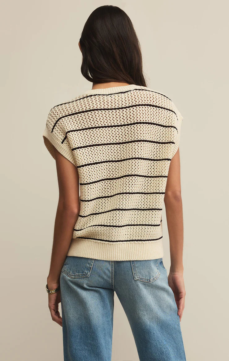 Z Supply Ines Striped Crochet Sweater Top