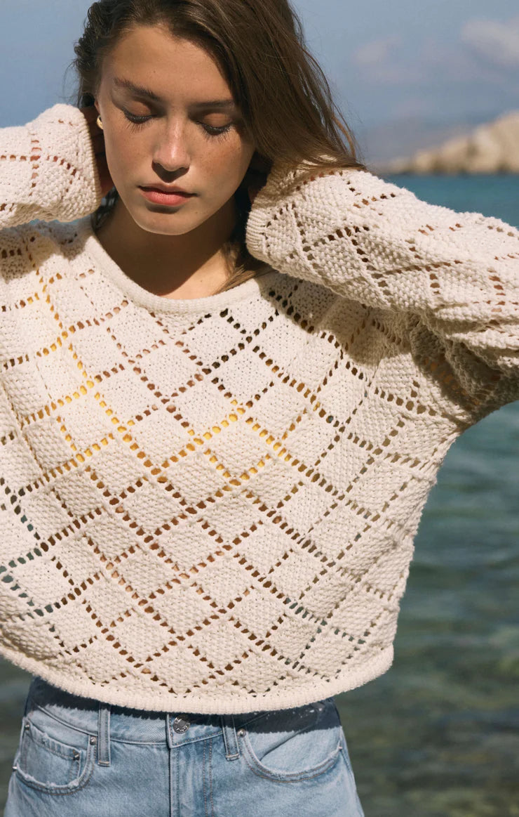 Z Supply Hullen Diamond Crochet Sweater