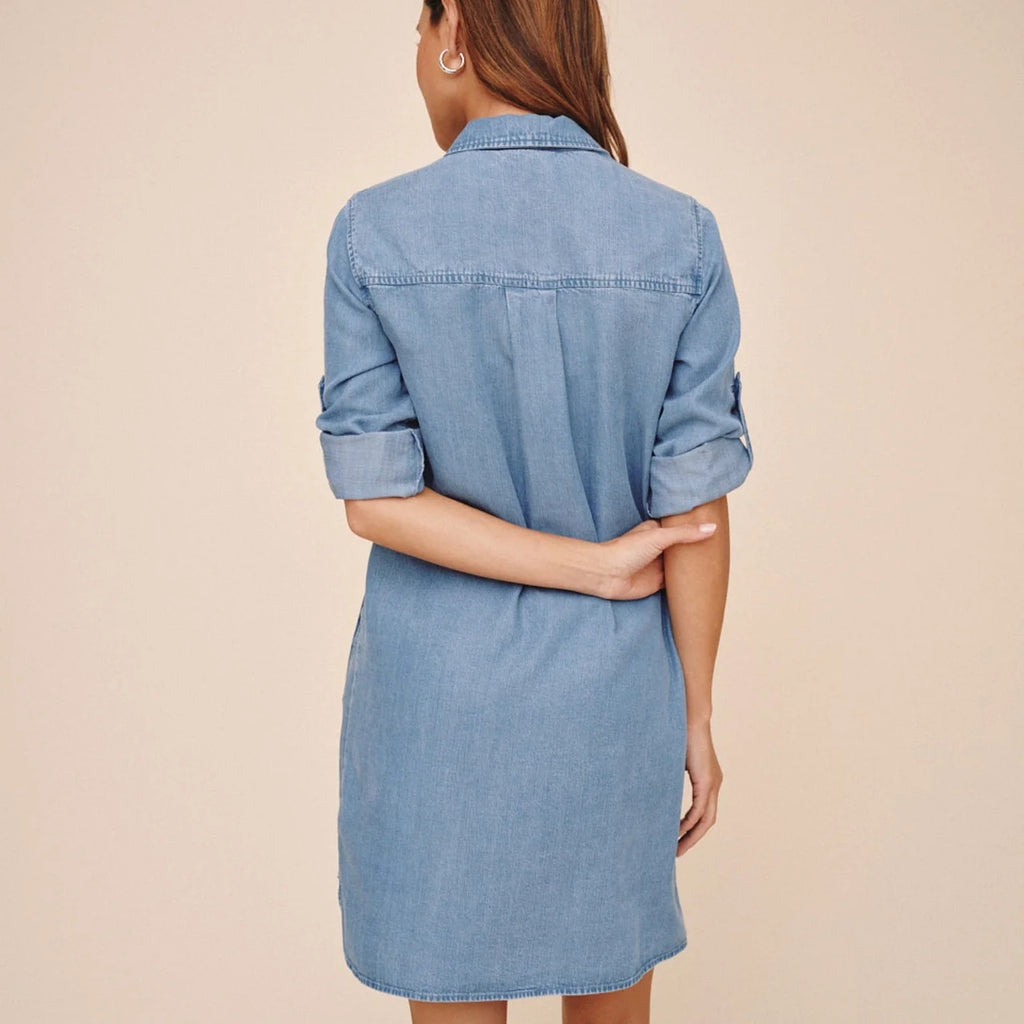 Bella Dahl A Line Rolled Tab Sleeve Dress