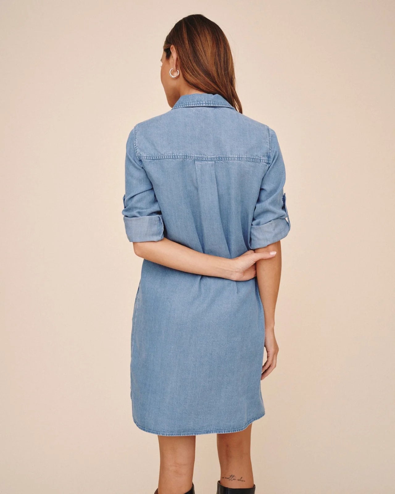 Bella Dahl A Line Rolled Tab Sleeve Dress