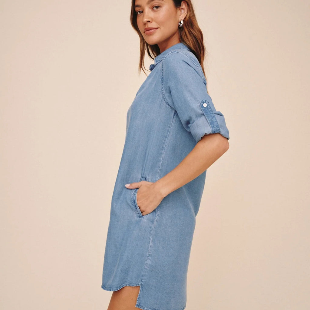 Bella Dahl A Line Rolled Tab Sleeve Dress