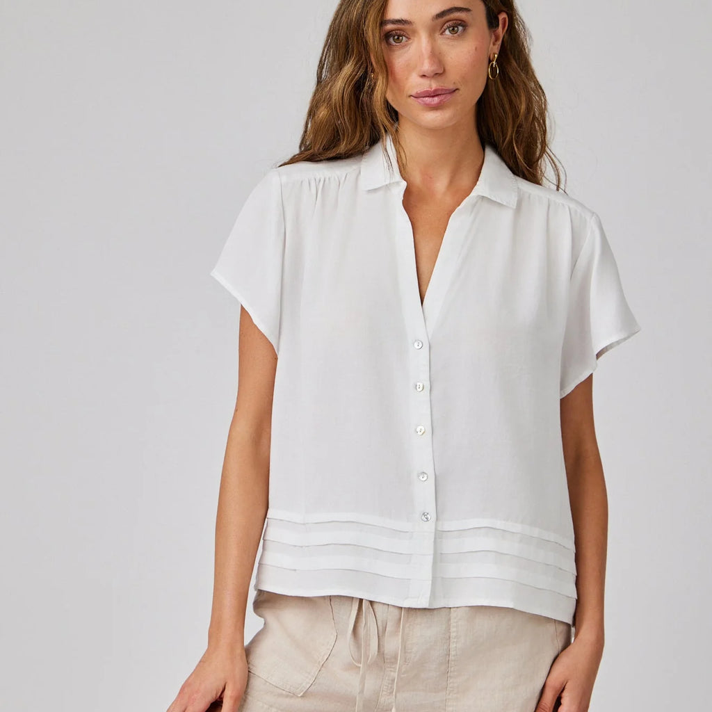 Bella Dahl Cap Sleeve Pintuck Button Down