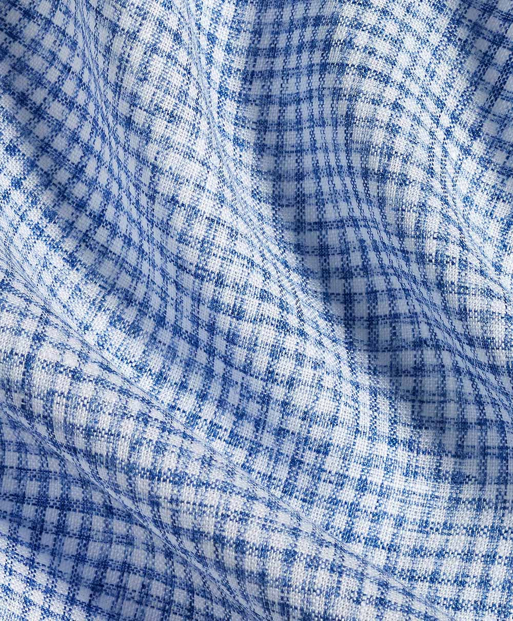 David Donahue Navy Linen Check Sport Shirt