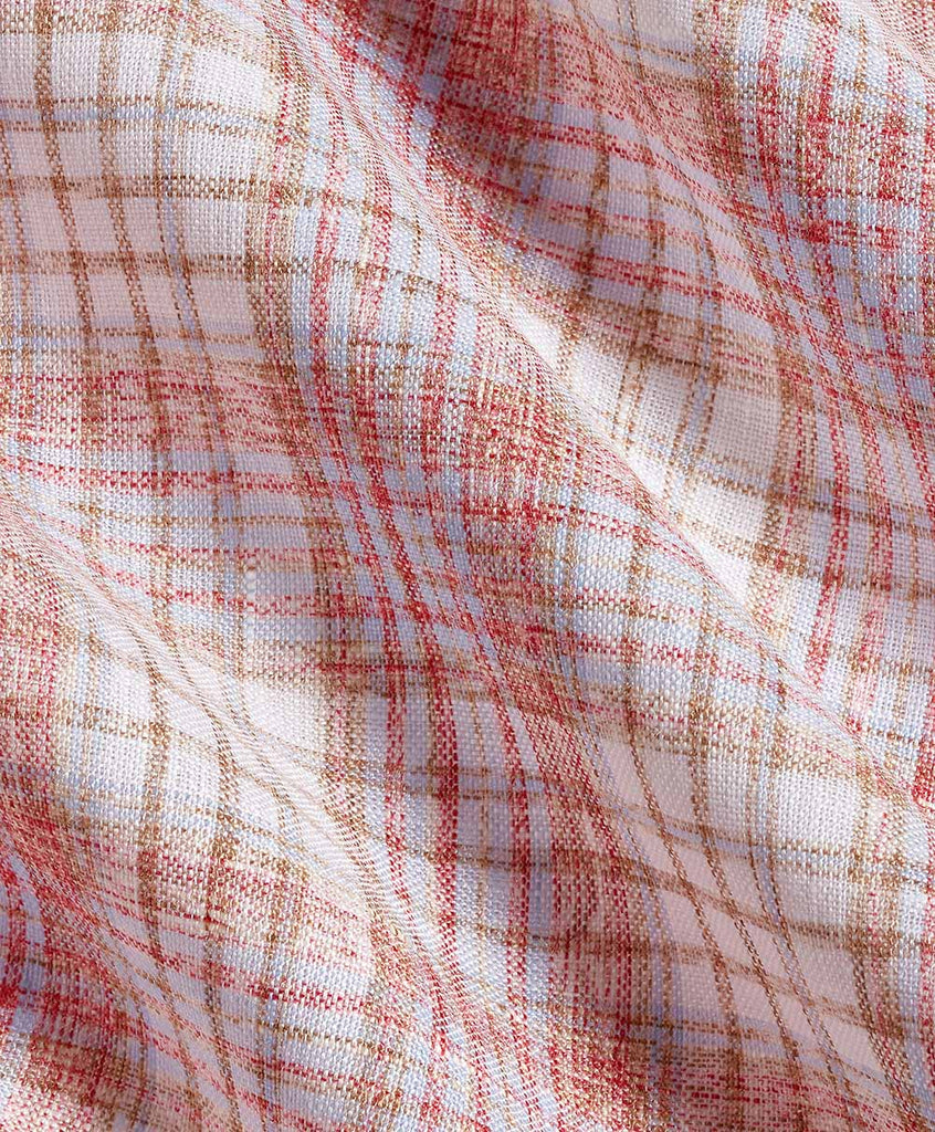David Donahue Red and Multi Linen Check Sport Shirt