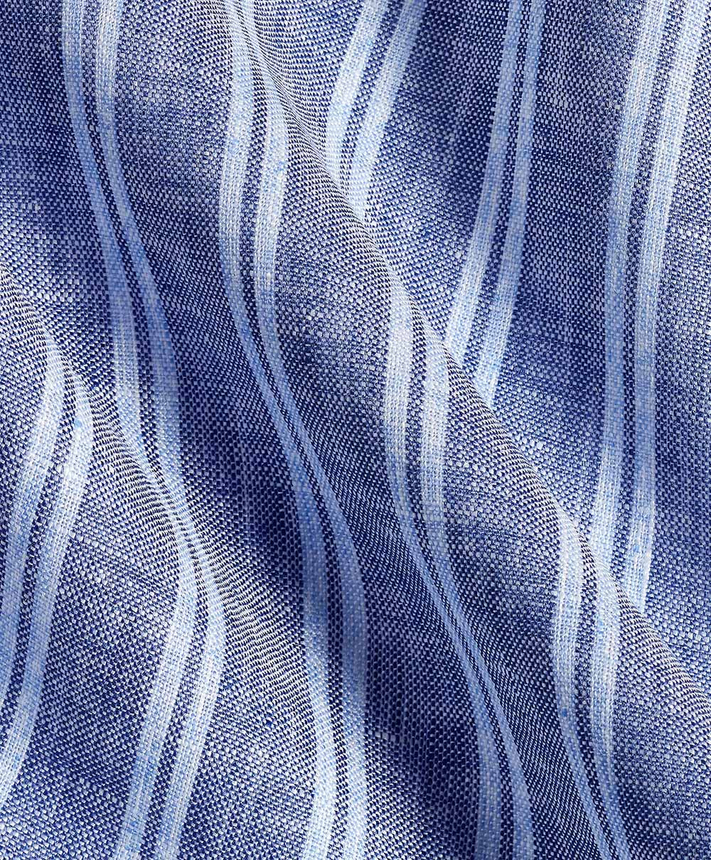 David Donahue Navy Linen Stripe Sport Shirt