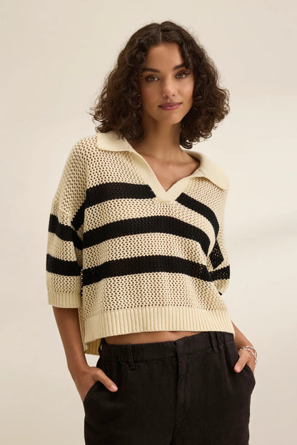 Velvet York Cotton Cashmere Mesh Sweater Polo