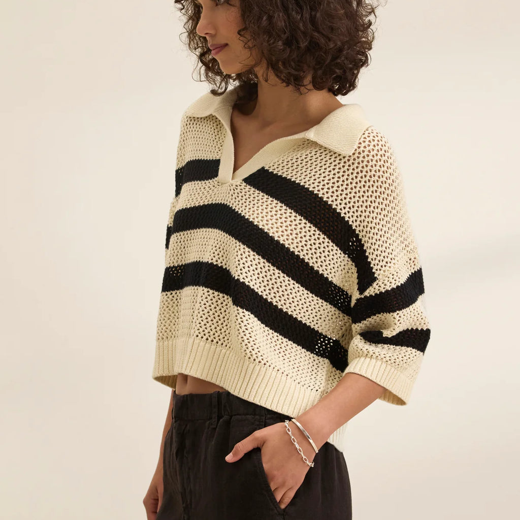 Velvet York Cotton Cashmere Mesh Sweater Polo