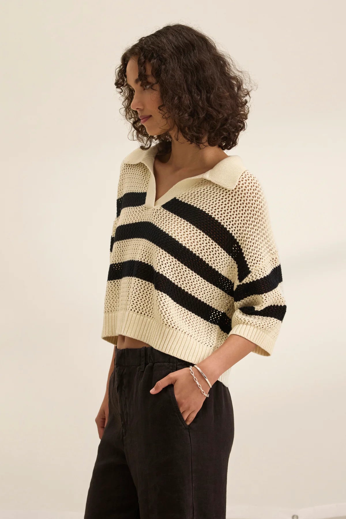 Velvet York Cotton Cashmere Mesh Sweater Polo