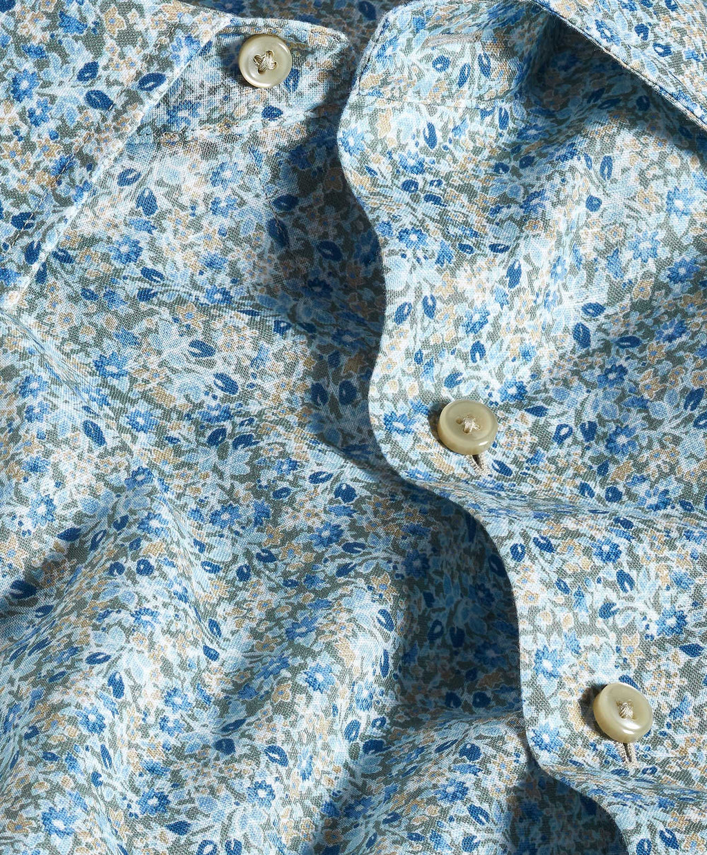 David Donahue Sage Floral Linen Blend Short Sleeve Shirt