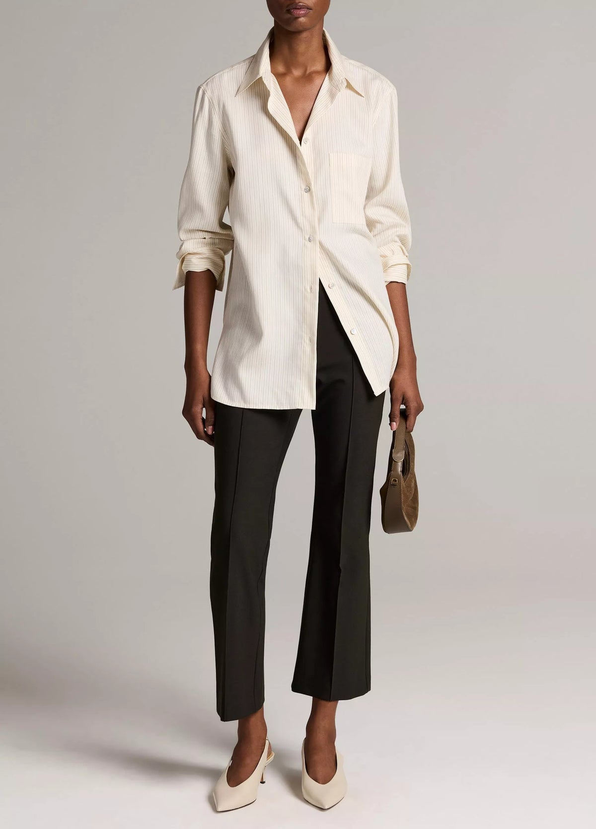 Vince Niki Mid-Rise Pintuck Crop Flare Pant