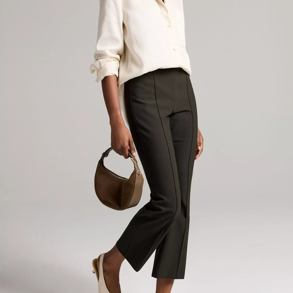 Vince Niki Mid-Rise Pintuck Crop Flare Pant
