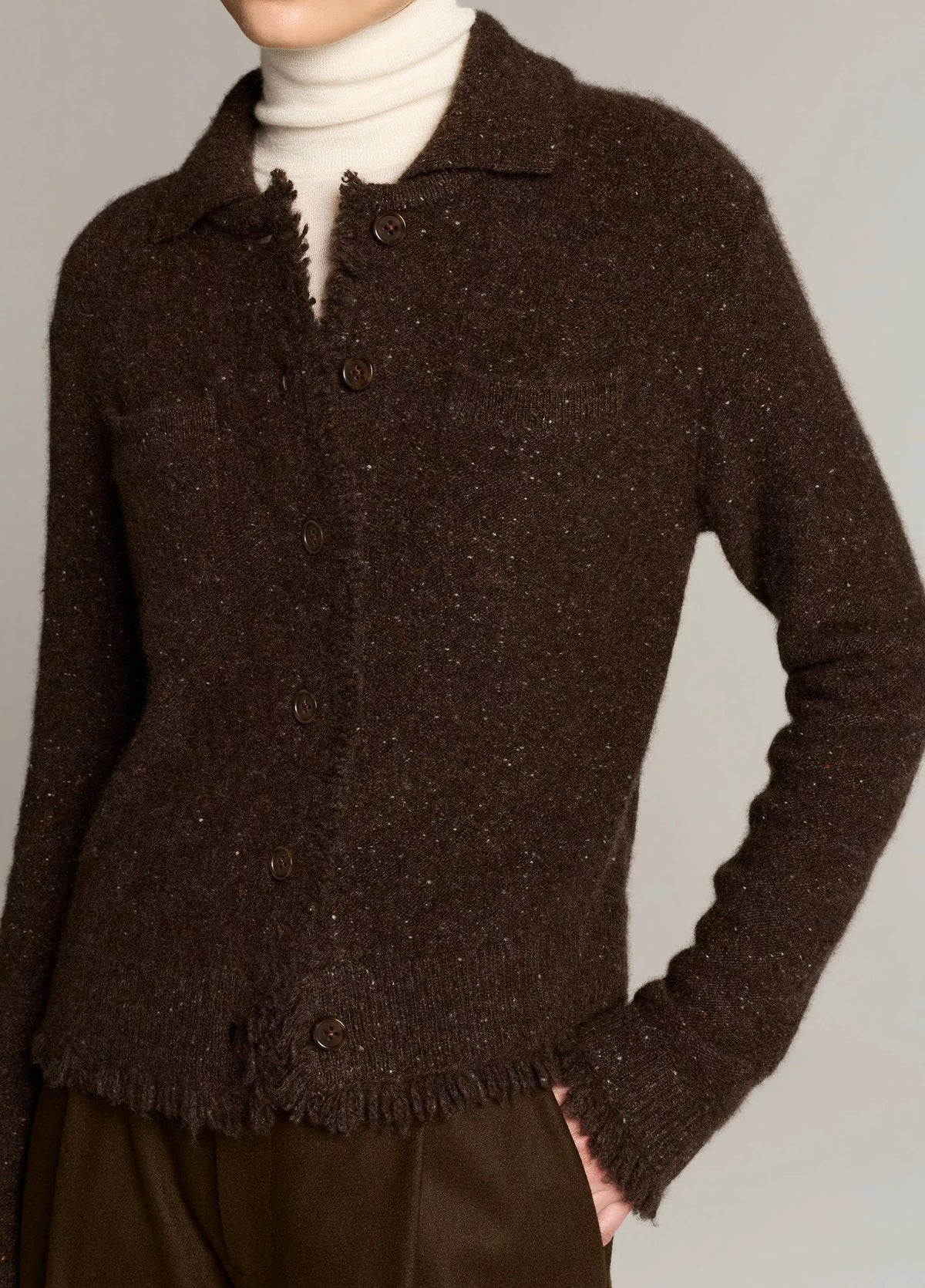Vince Donegal Plush Cashmere Shrunken Cardigan