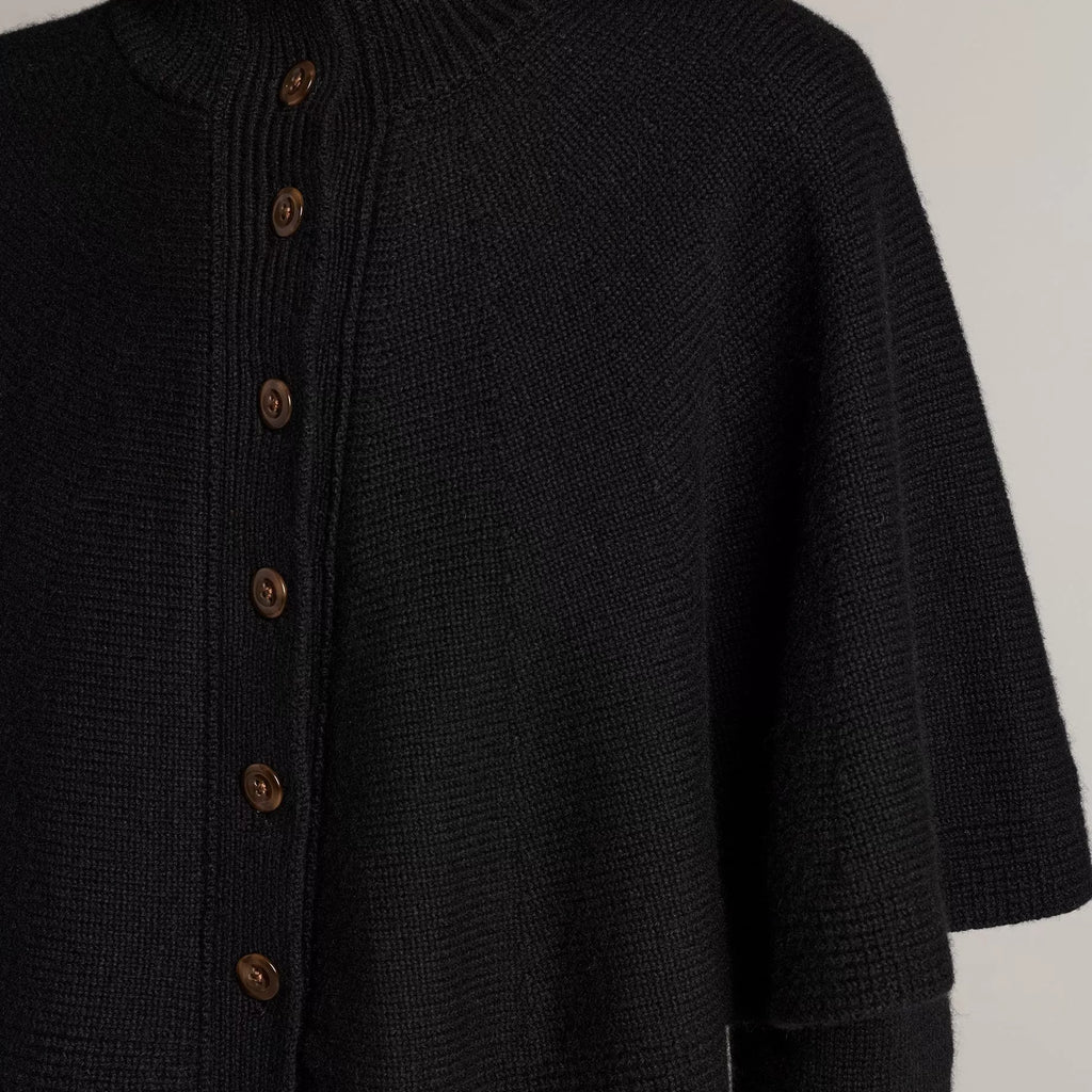 Vince Wool-Blend Turtleneck Cape Cardigan