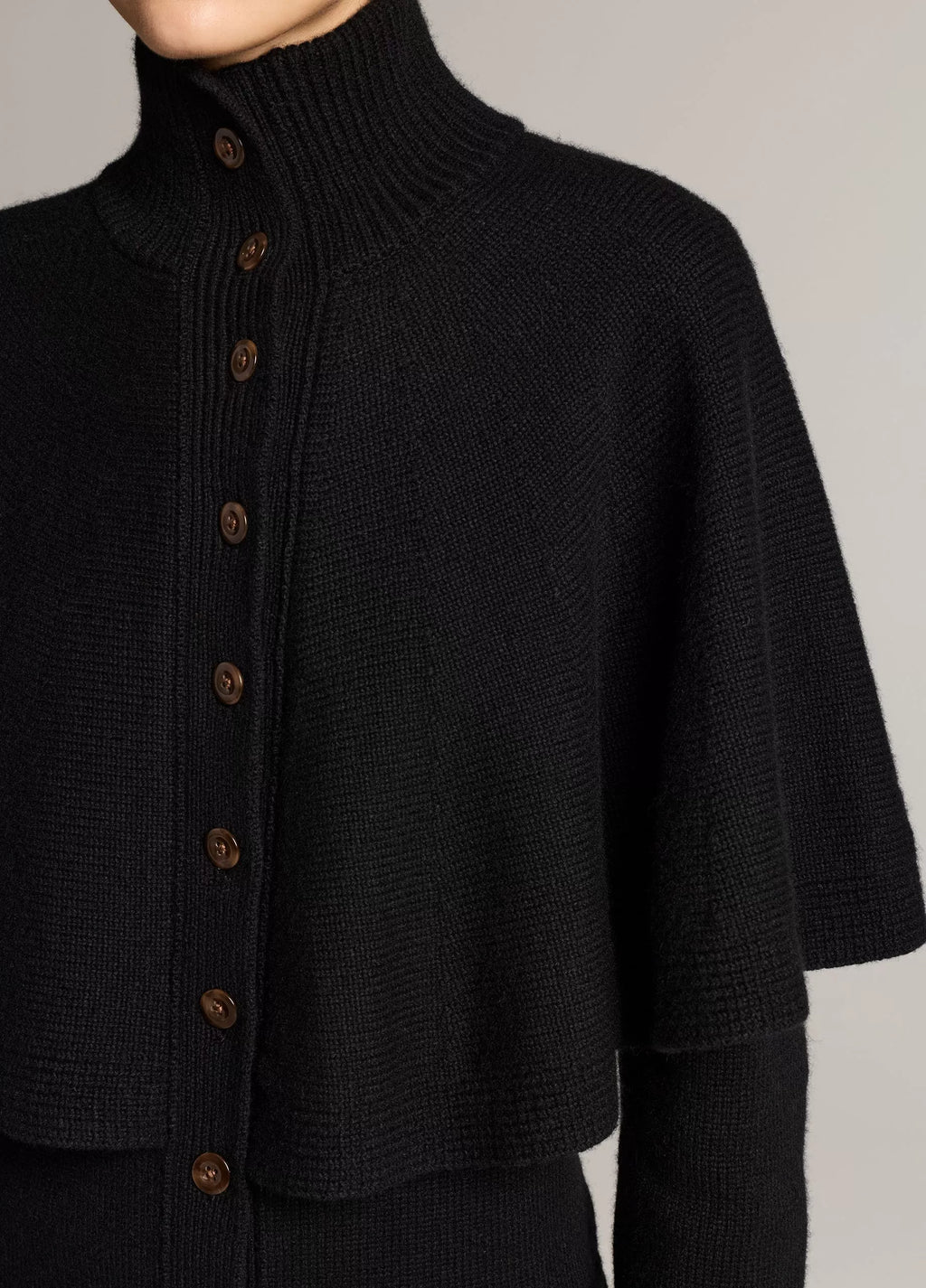 Vince Wool-Blend Turtleneck Cape Cardigan
