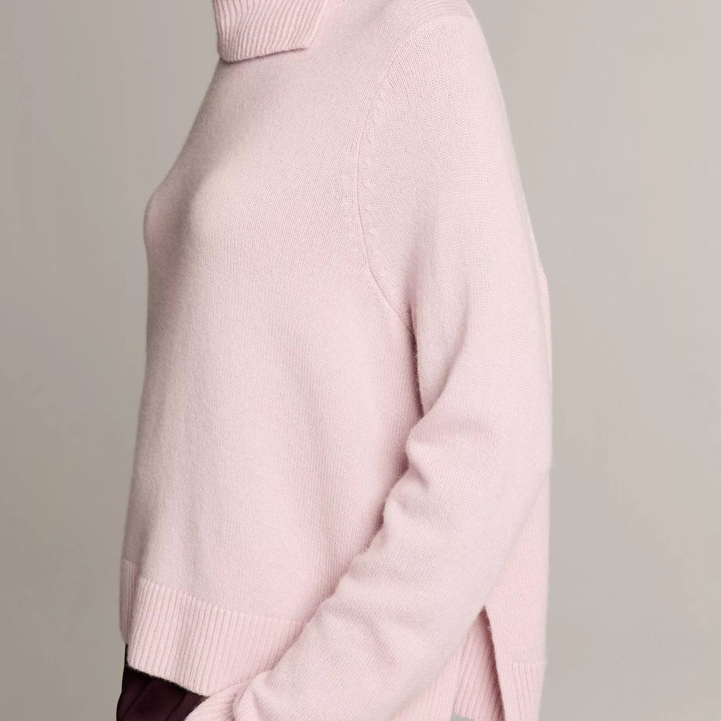 Vince Wool-Cashmere Side-Slit Turtleneck Sweater