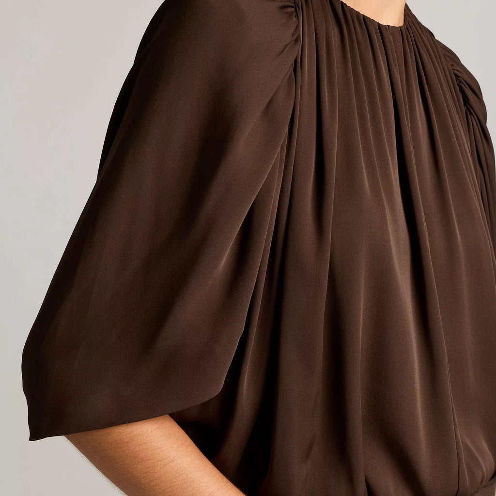 Vince Stretch-Silk Cape-Sleeve Bubble Blouse