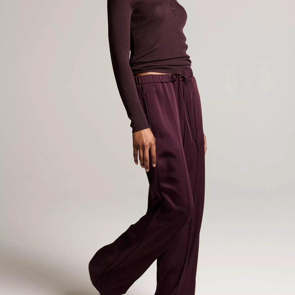 Vince Satin Mid-Rise Drawstring Pant