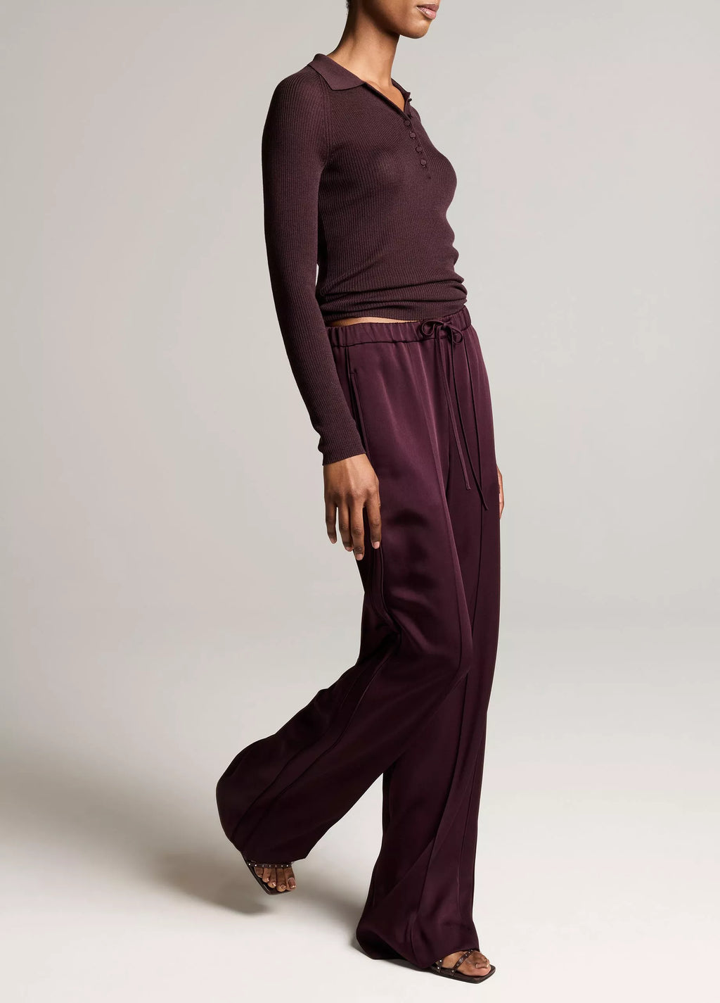 Vince Satin Mid-Rise Drawstring Pant