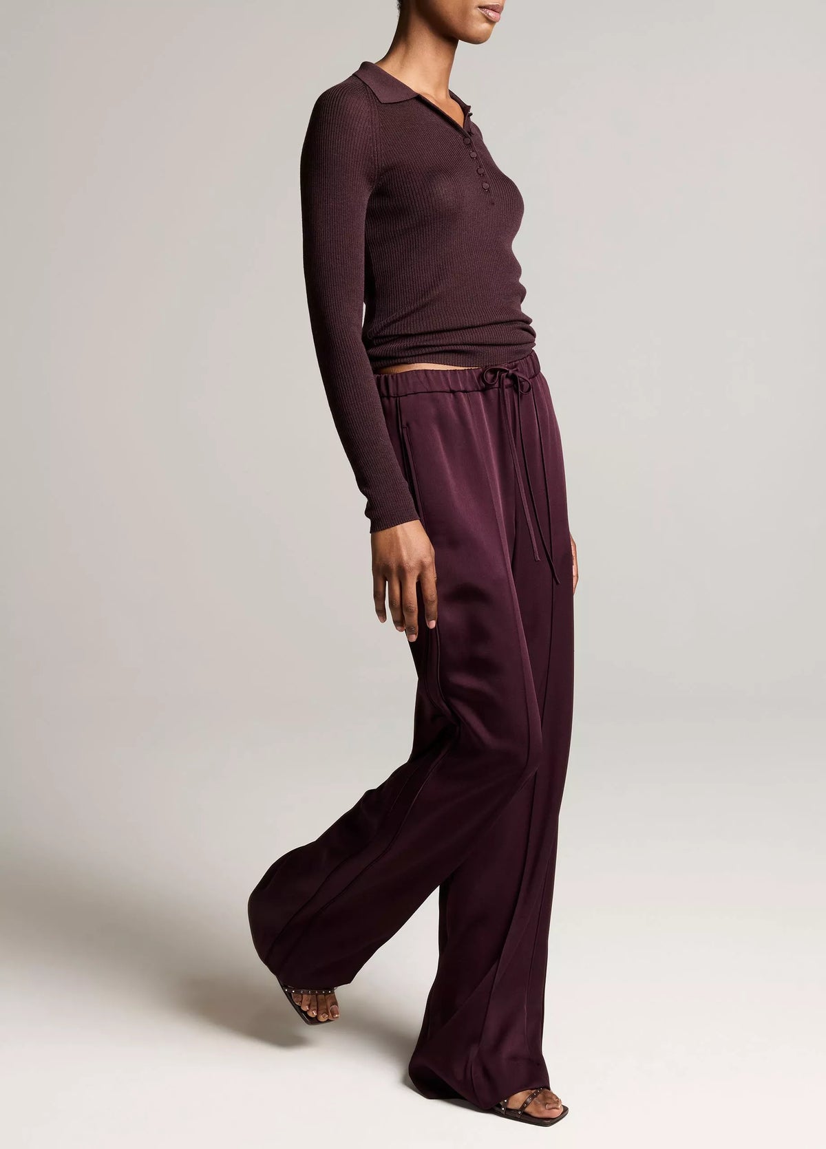 Vince Satin Mid-Rise Drawstring Pant