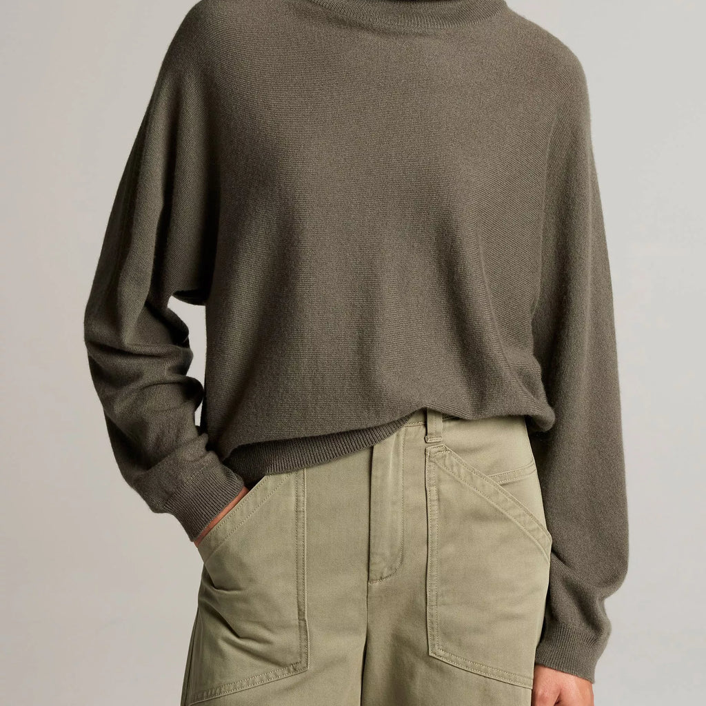 Vince Wool-Cashmere Dolman-Sleeve Turtleneck Sweater