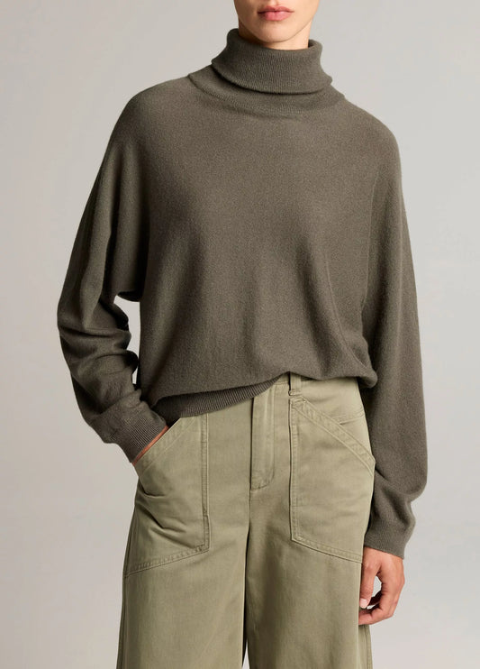 Vince Wool-Cashmere Dolman-Sleeve Turtleneck Sweater