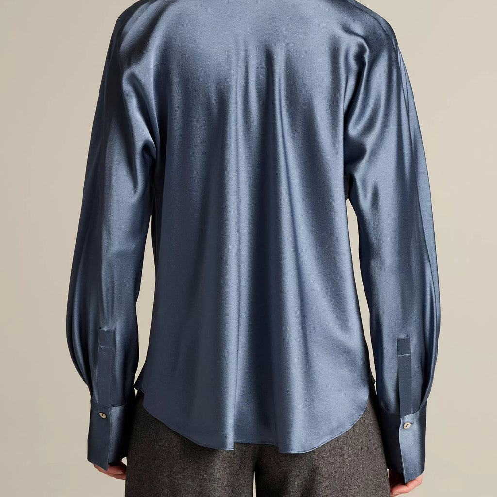 Vince Silk Bias Long-Sleeve Blouse