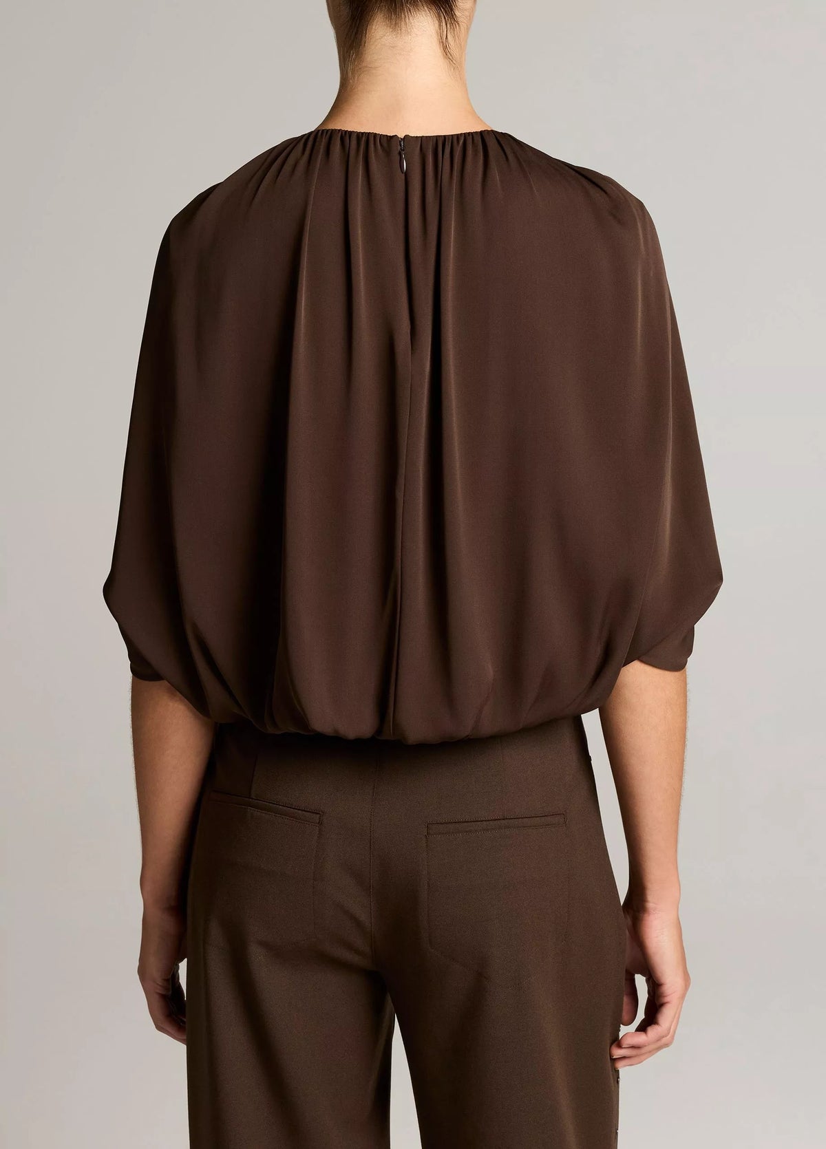 Vince Stretch-Silk Cape-Sleeve Bubble Blouse