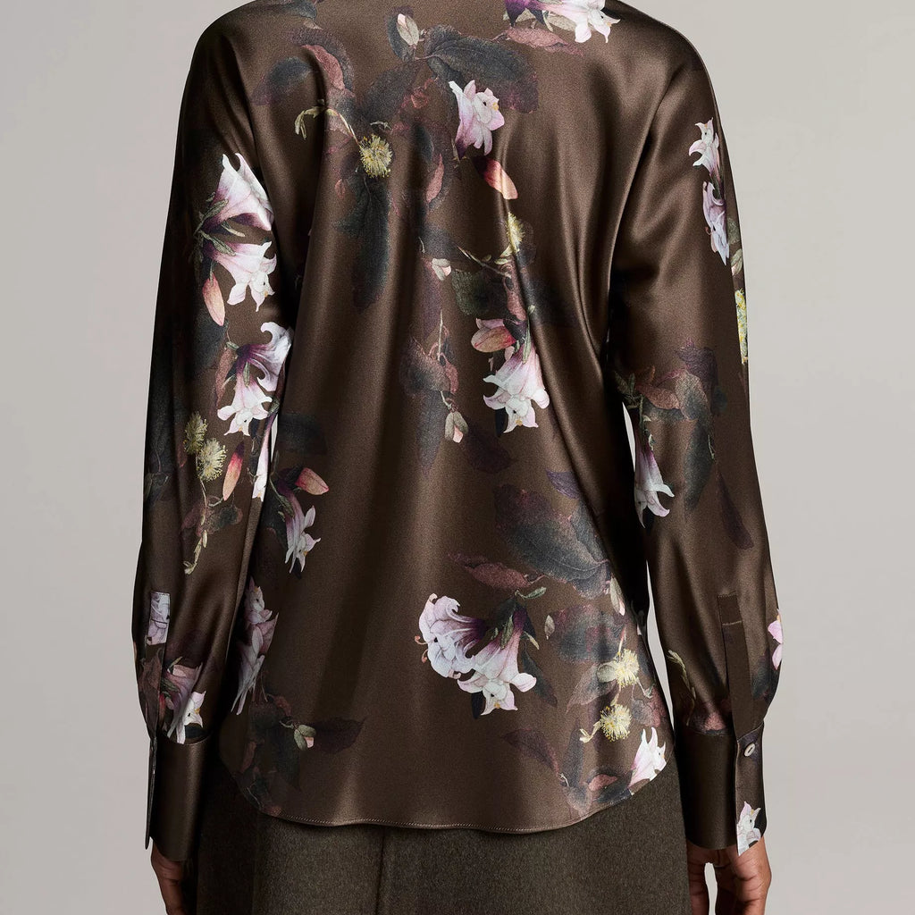 Vince Lily Vine Silk Bias Long-Sleeve Blouse