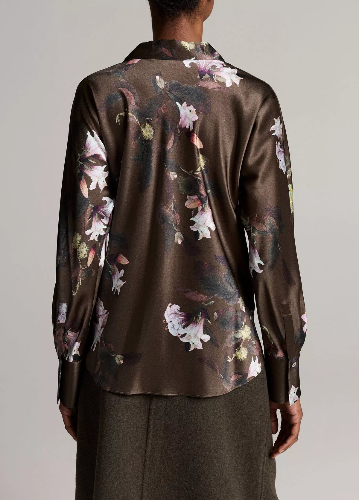Vince Lily Vine Silk Bias Long-Sleeve Blouse