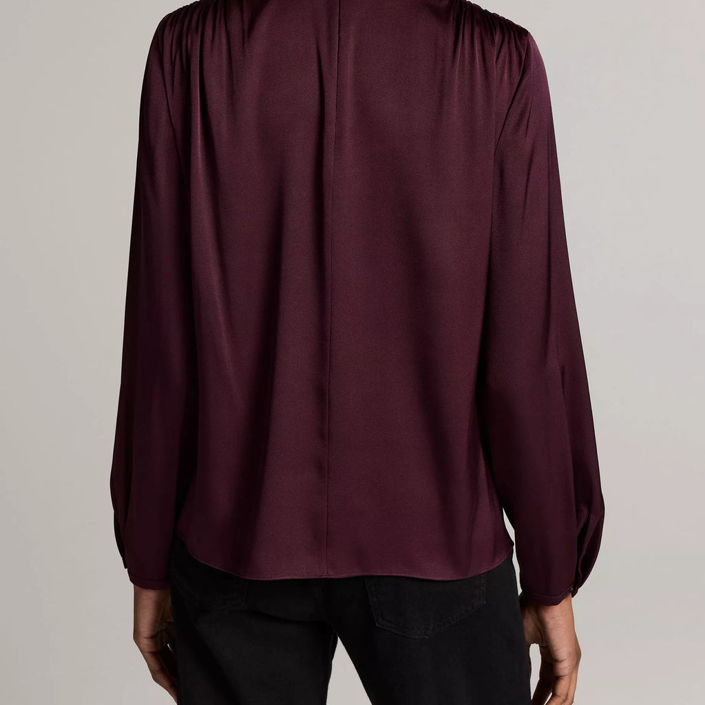 Vince Silk-Blend Draped Cowl-Neck Long-Sleeve Top