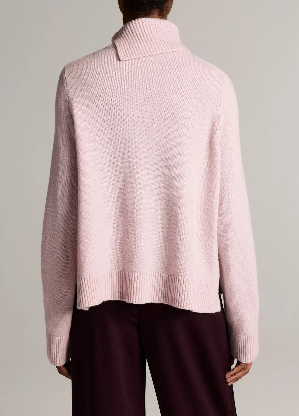 Vince Wool-Cashmere Side-Slit Turtleneck Sweater