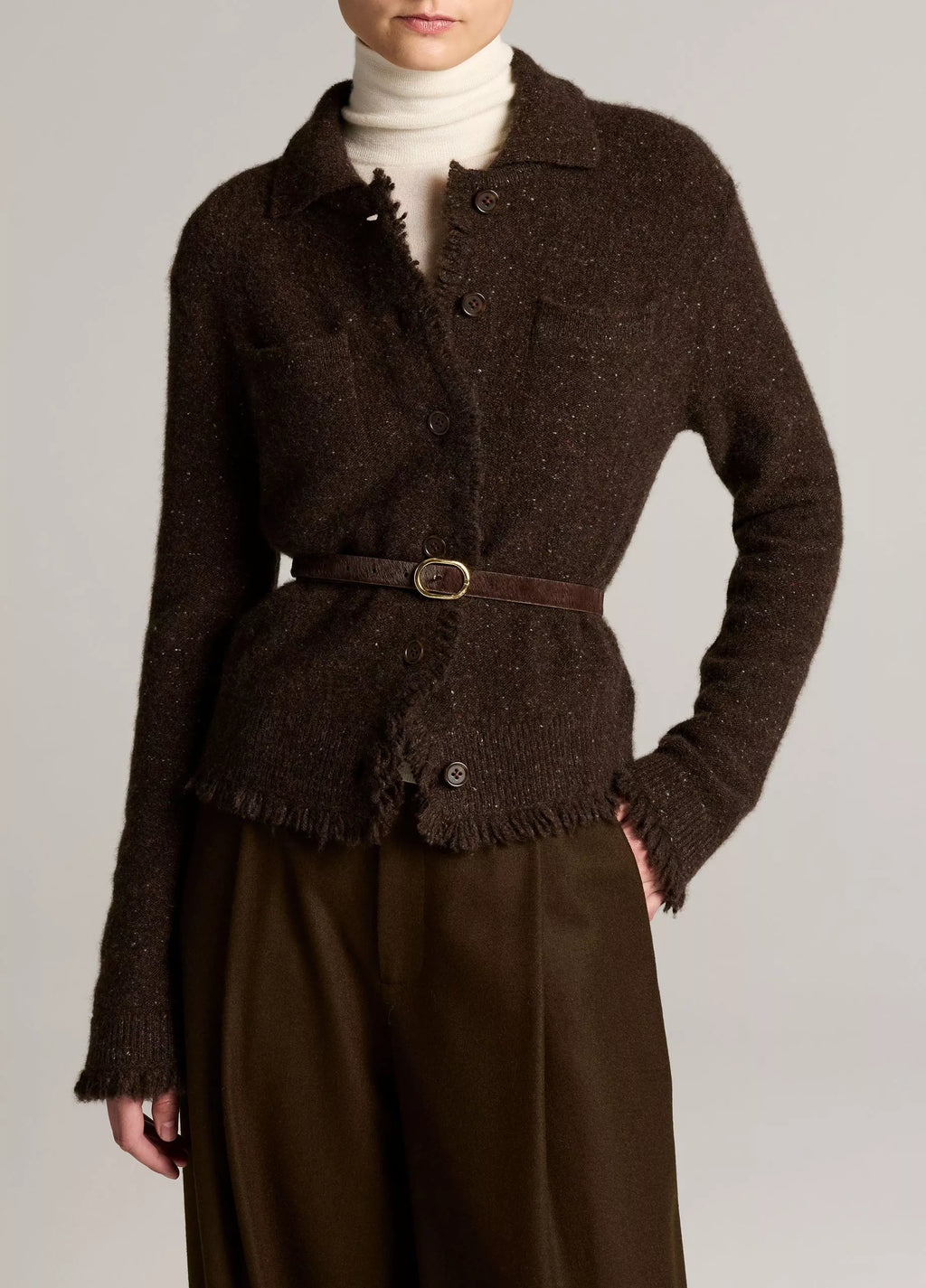 Vince Donegal Plush Cashmere Shrunken Cardigan