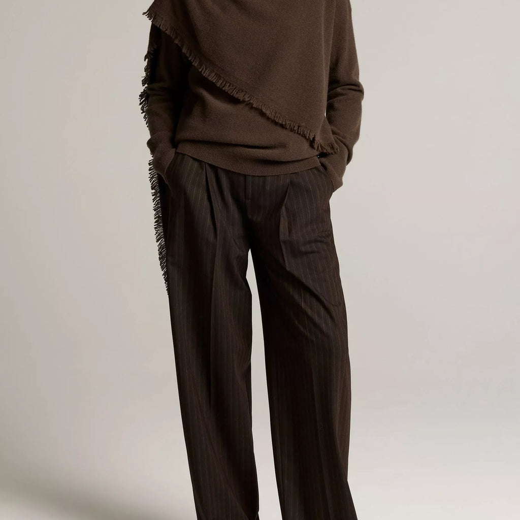 Vince Fringed Draped-Shawl Wool-Cashmere Sweater