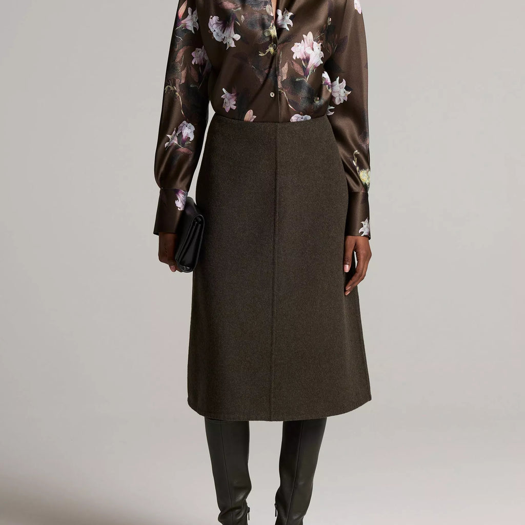 Vince Lily Vine Silk Bias Long-Sleeve Blouse