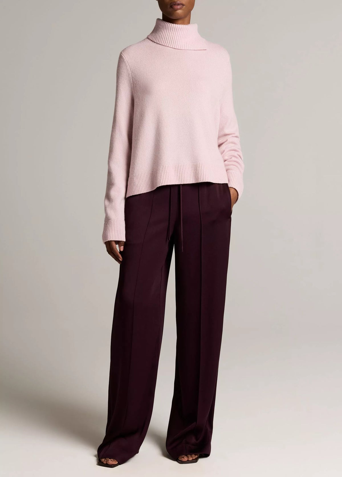 Vince Wool-Cashmere Side-Slit Turtleneck Sweater